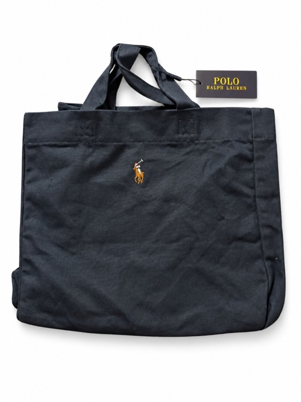 Polo Ralph Lauren Navy Canvas Tote Bag Embroidered Pony Logo NWT GWP